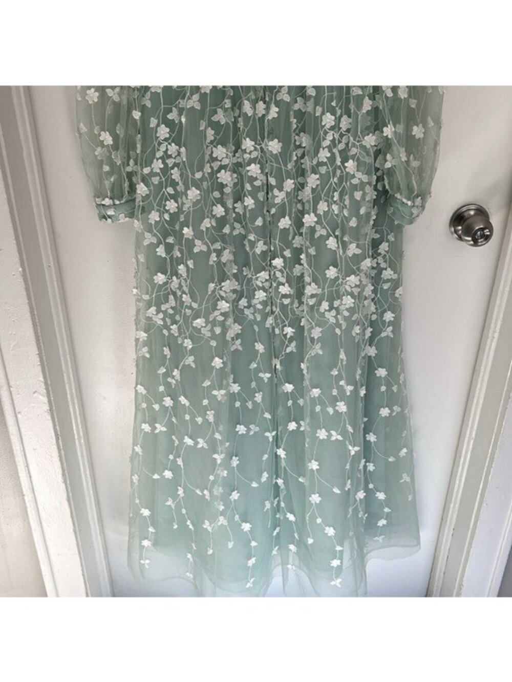 bcbgmaxazria 6 Cheyenne Appliqué Mint Lace Evening Dress Light Green Gown Prom - Picture 7 of 16